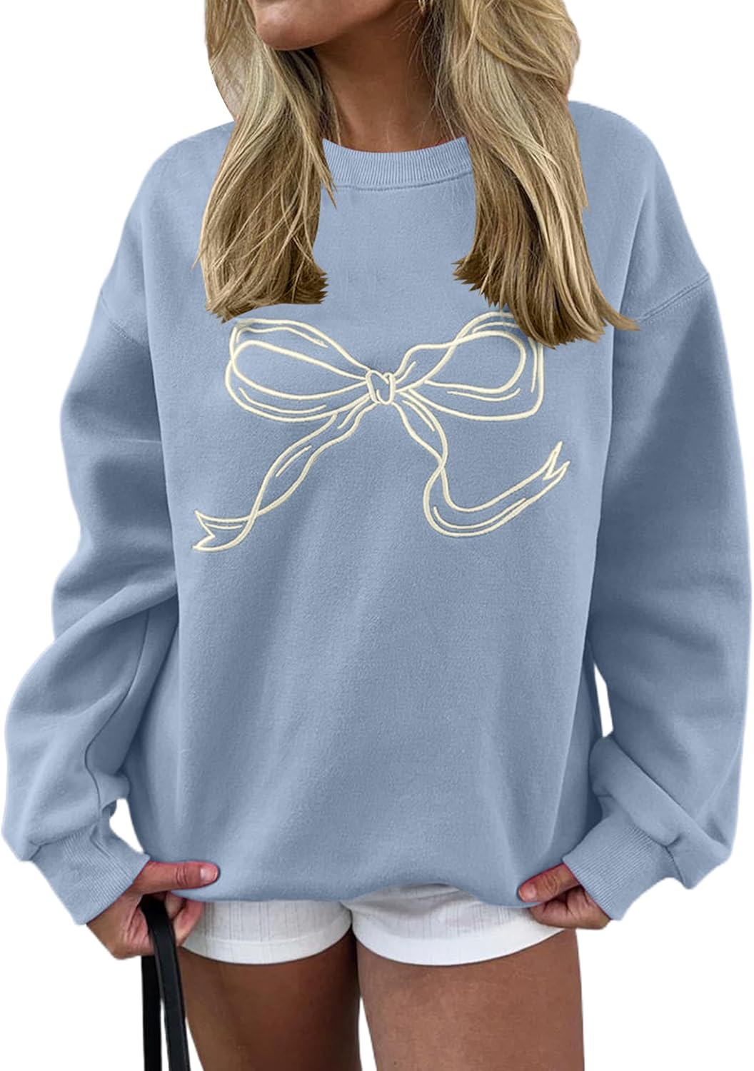 Cute Bow Crewneck Oversized Sweatshirt - SHBECYDE