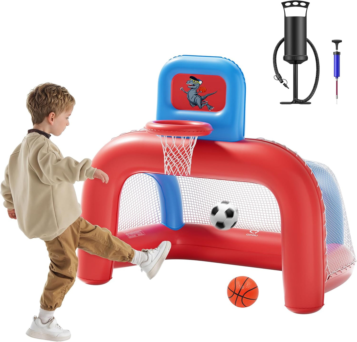 QPAU 2-in-1 Toddler Sports Center: Hoop & Goal Set