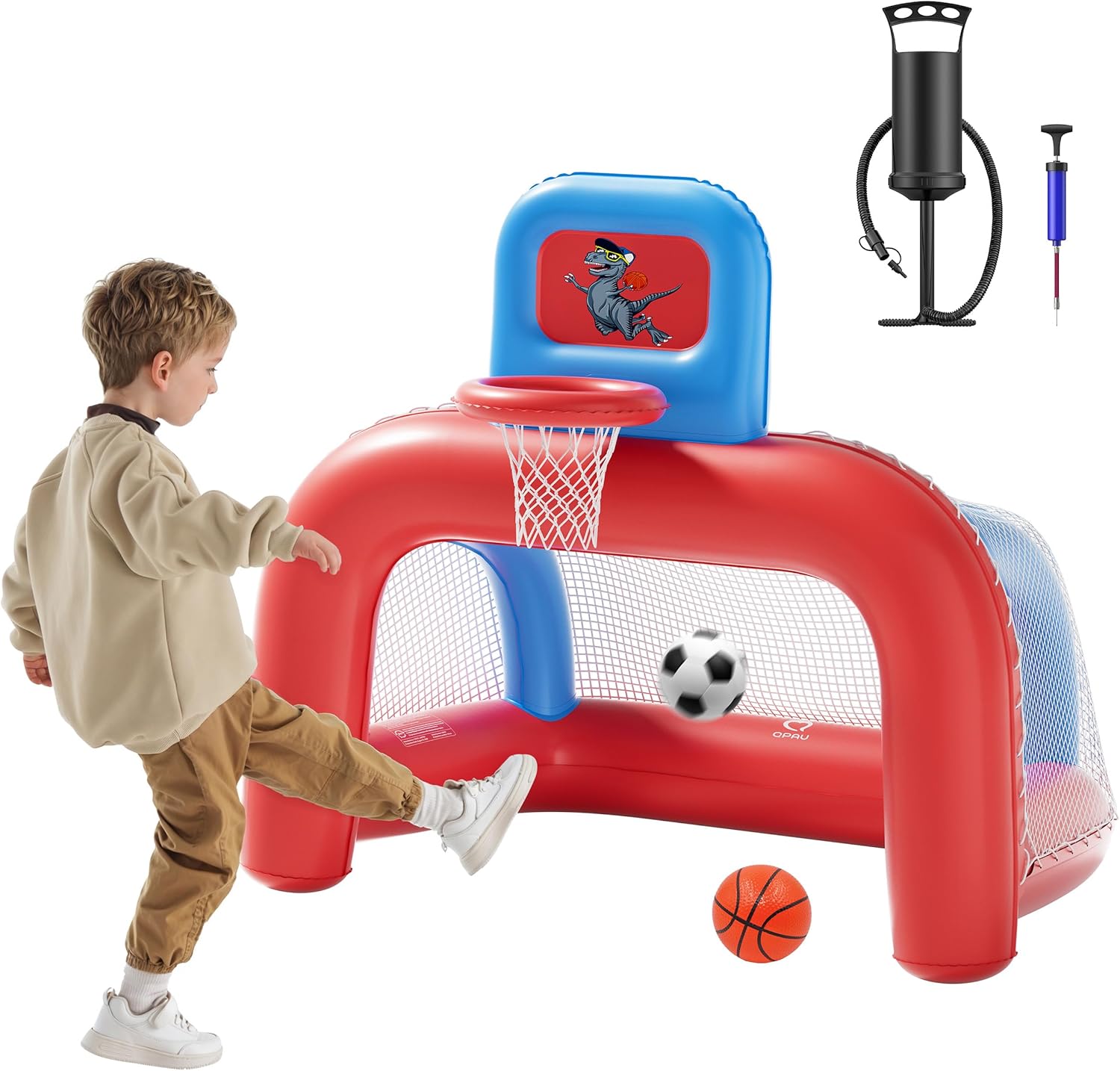 QPAU 2-in-1 Toddler Sports Center: Hoop & Goal Set