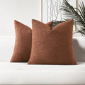 HAUSSY 24x24 Boucle Throw Pillow Covers Set of 2 - Soft Textured Rust