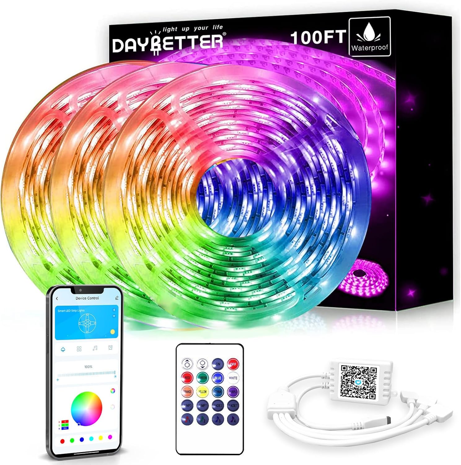 Waterproof LED Strip Lights for Bedroom and Outdoor Use
