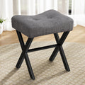 18-Inch Vanity Stool Chair with Metal X-Legs - Comfortable Boucle