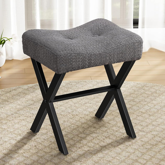 18-Inch Vanity Stool Chair with Metal X-Legs for Comfort