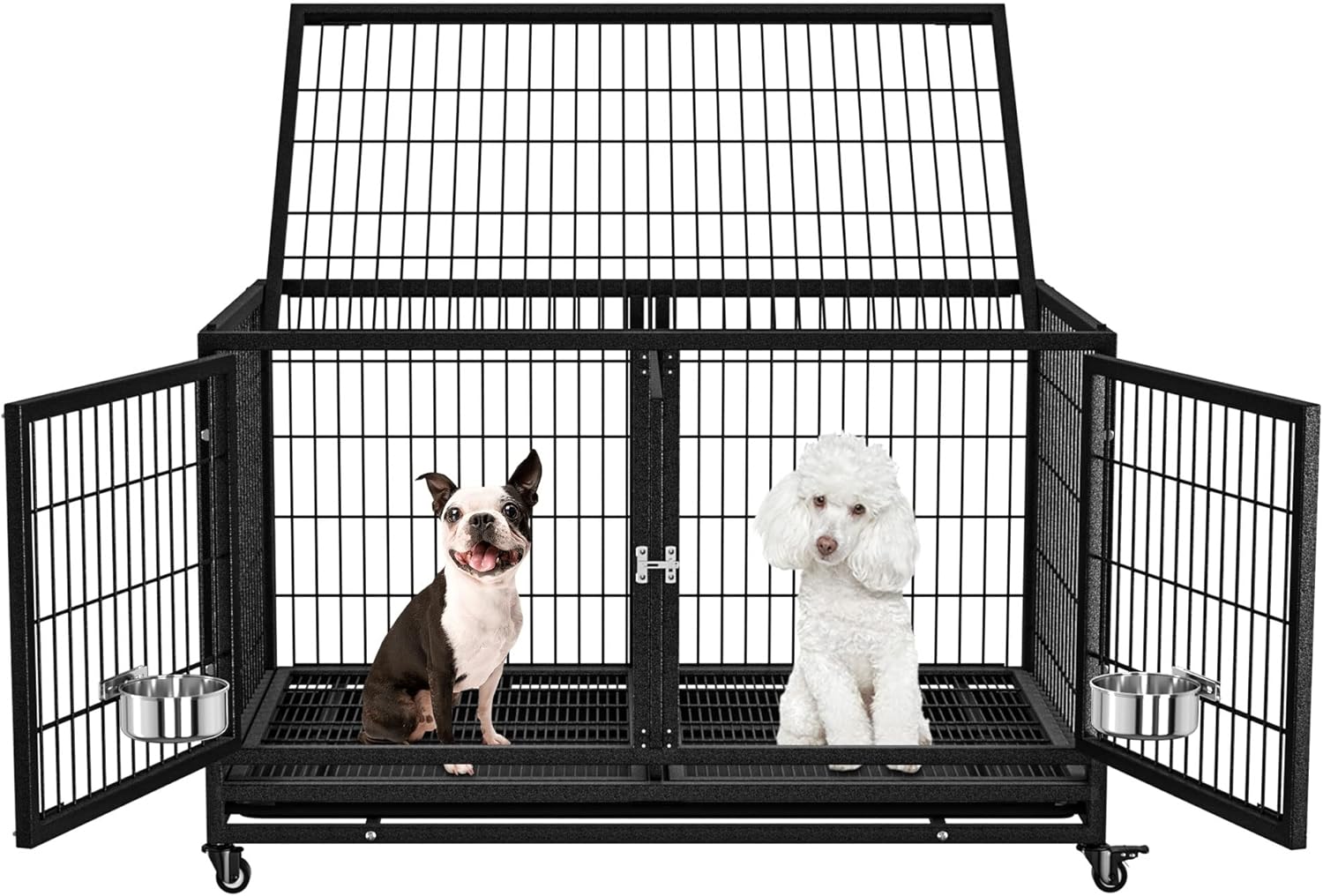 48/43 inch Heavy Duty Dog Crate for Large Dogs - Stackable Design