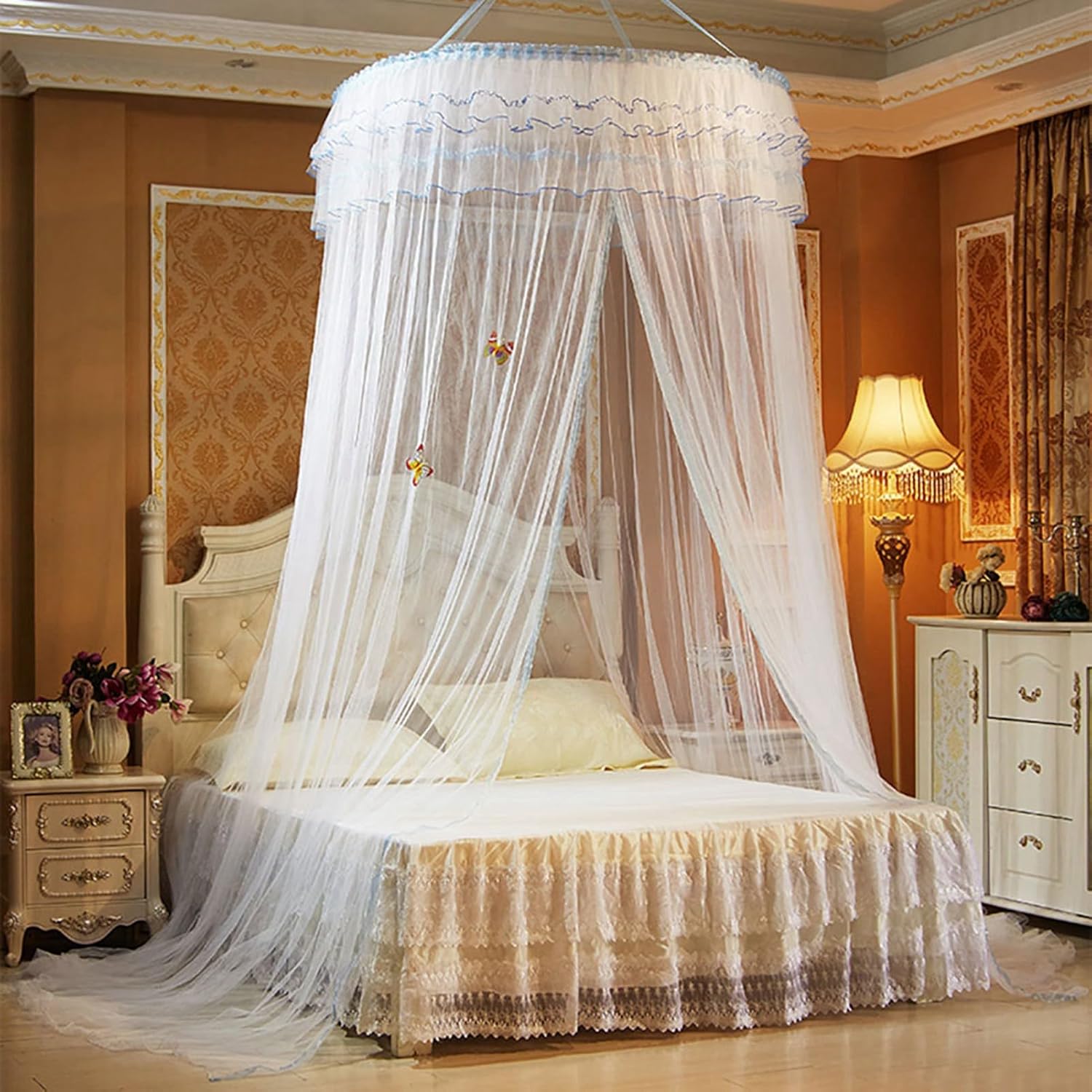 Lace Bed Canopy: Dreamy Pastoral Netting for Protection