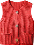 Hixiaohe Crochet Chunky Knit Sleeveless Button Down Crop Top - Cozy in