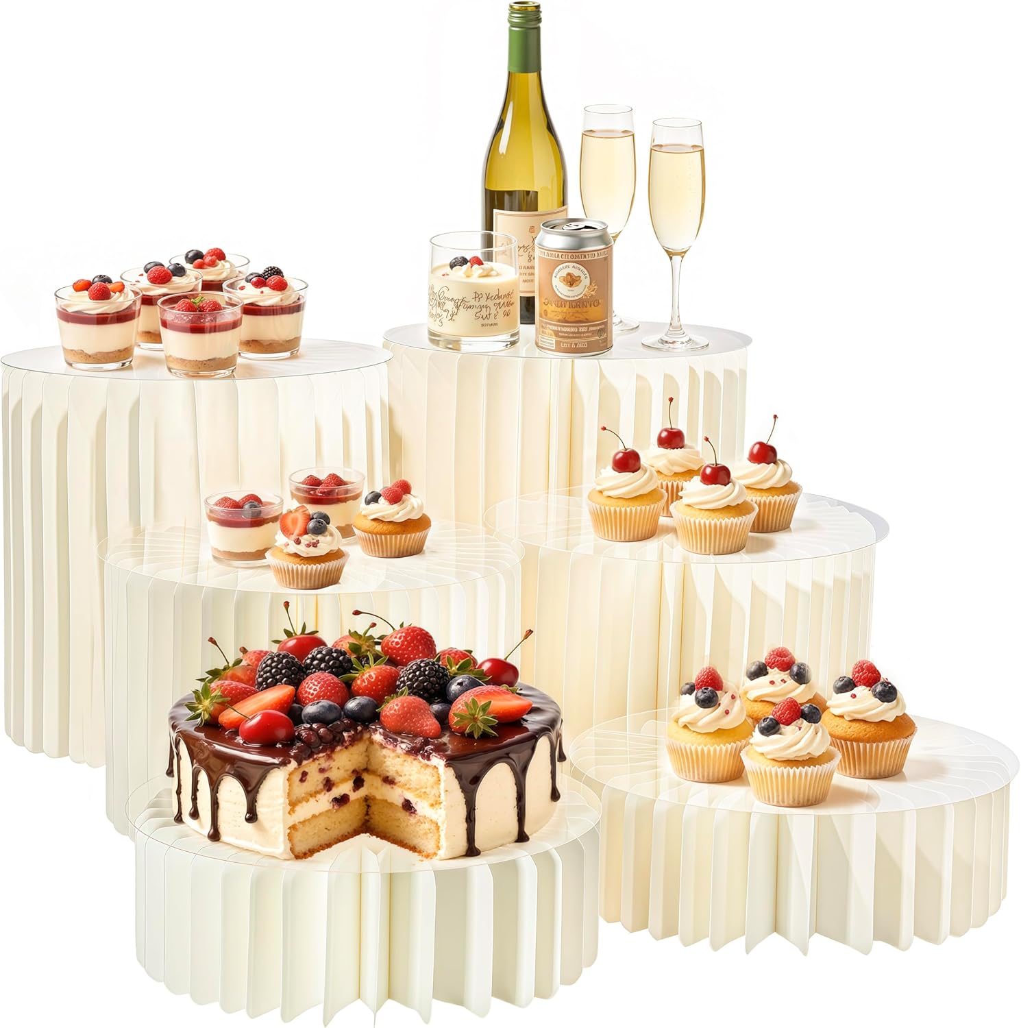 6 Pack Buffet Risers for Elegant Multi-Level Dessert Displays
