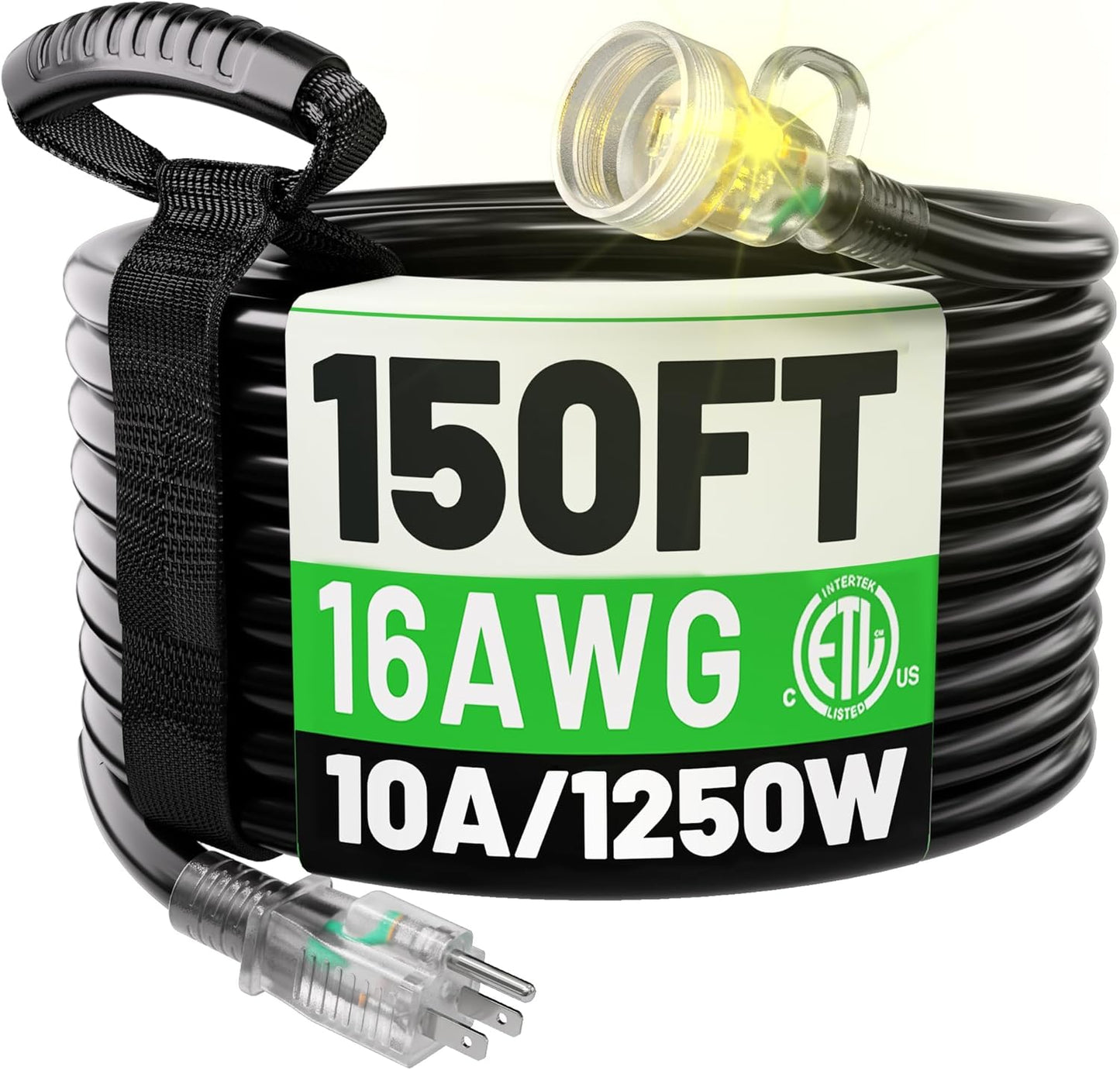 150FT Waterproof Outdoor Extension Cord for Heavy Duty Use