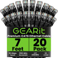 Cat 6 Ethernet Cable Pack - 20-Pack 7 ft Cat6 Patch Cables for 10 Gbps