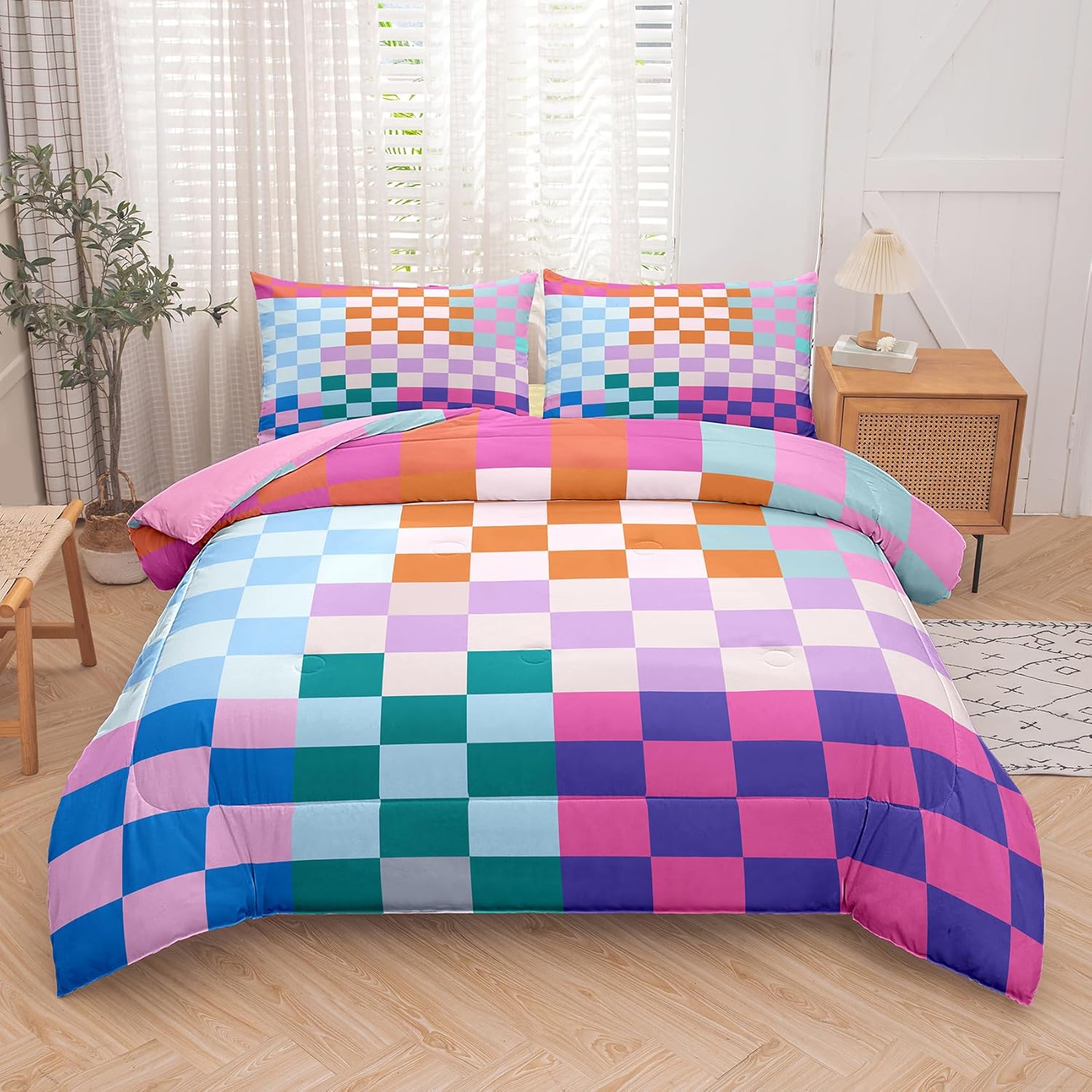 Plaid Comforter Sets Twin Bedding Set for Cozy Room Decor