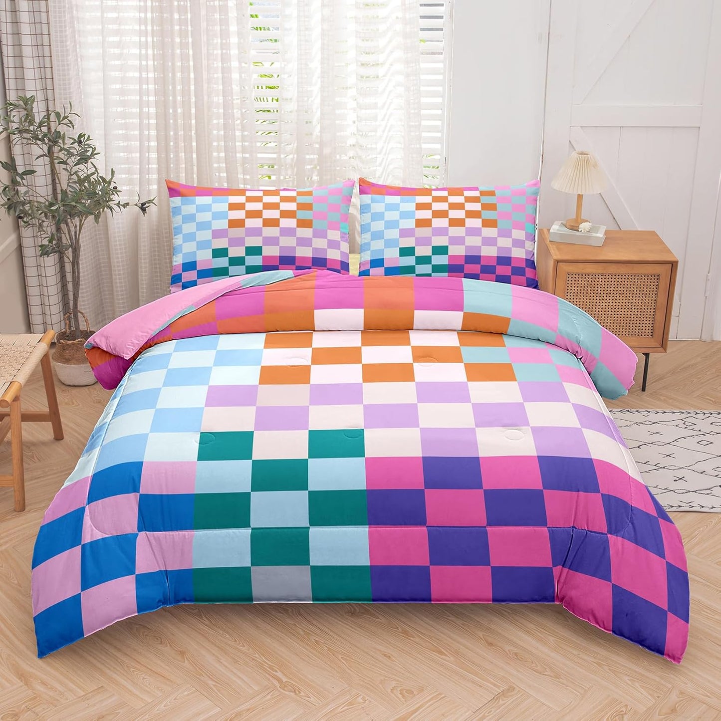 Tailor Shop Plaid Comforter Sets for Cozy Queen Bedding Style