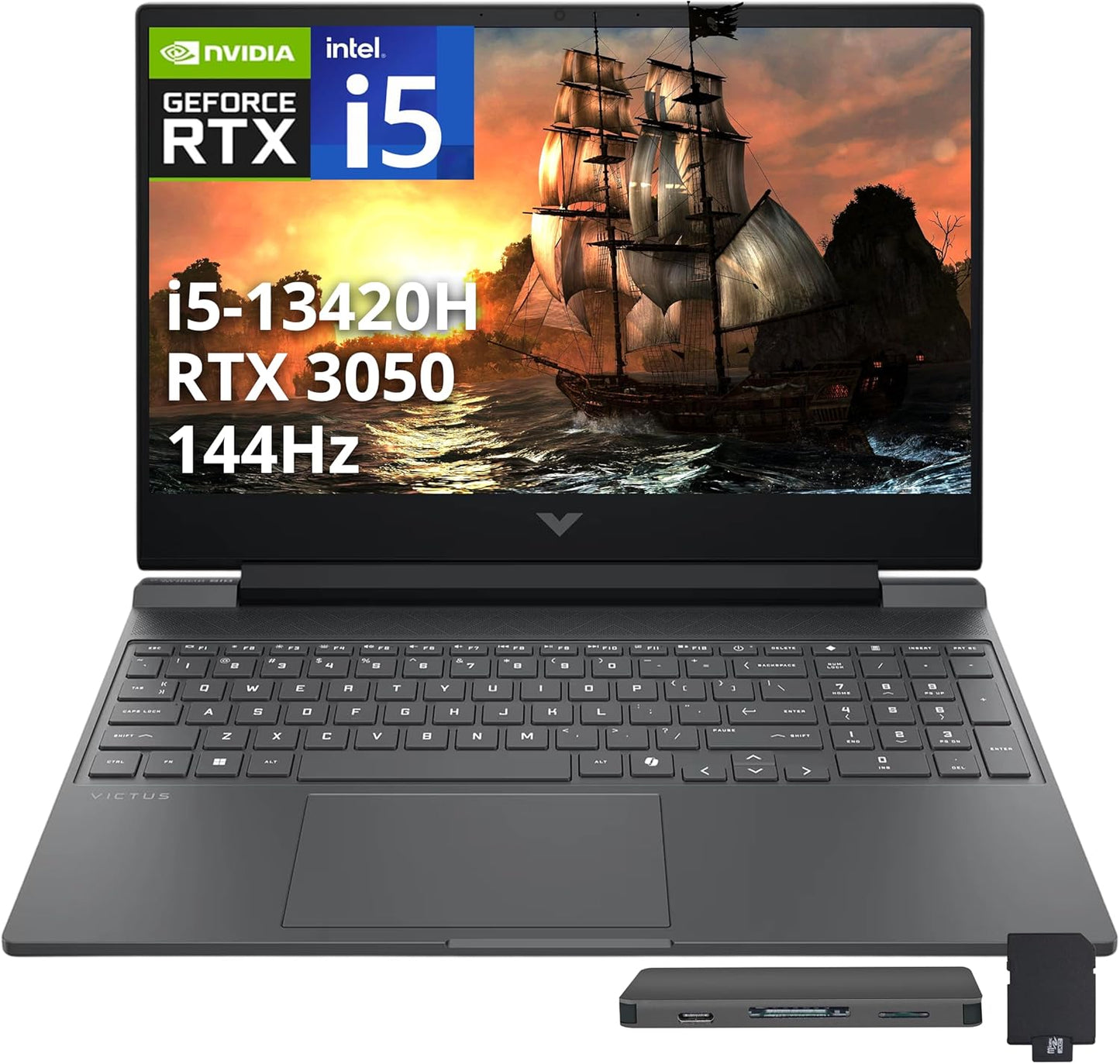 HP Victus 15.6 FHD Gaming Laptop with RTX 3050 and Docking Station