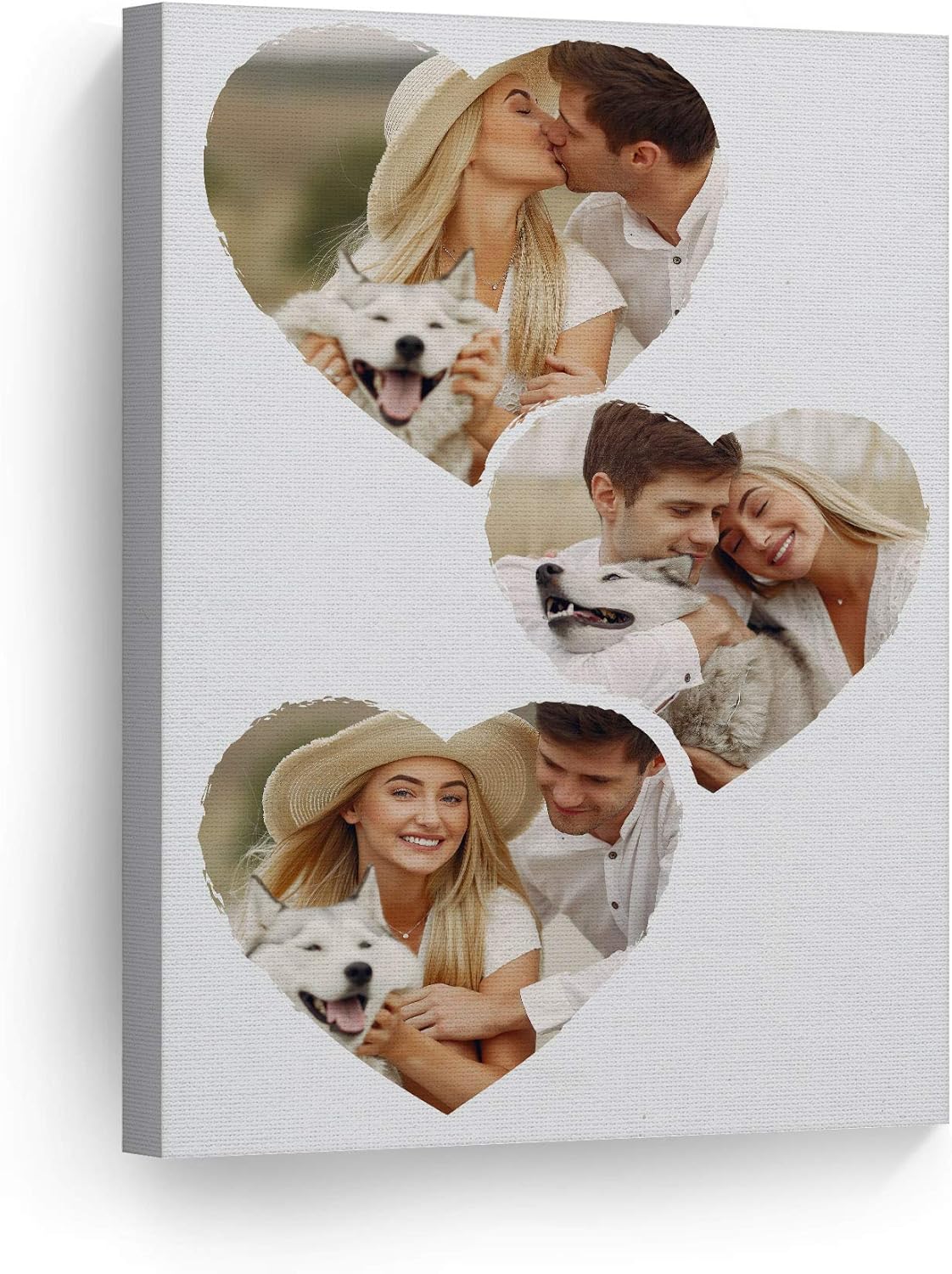 Custom Photo Print Canvas for Heart-Shaped Collage Art