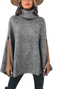 Womens Turtleneck Poncho Sweater 2025 - Chunky Knit Cape for Fall