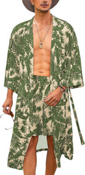 COOFANDY Men Lightweight 2 Piece Kimono Robe with Shorts - Summer