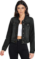 Women's Long Sleeve Denim Jacket Button Down Jean Jacket with Pockets