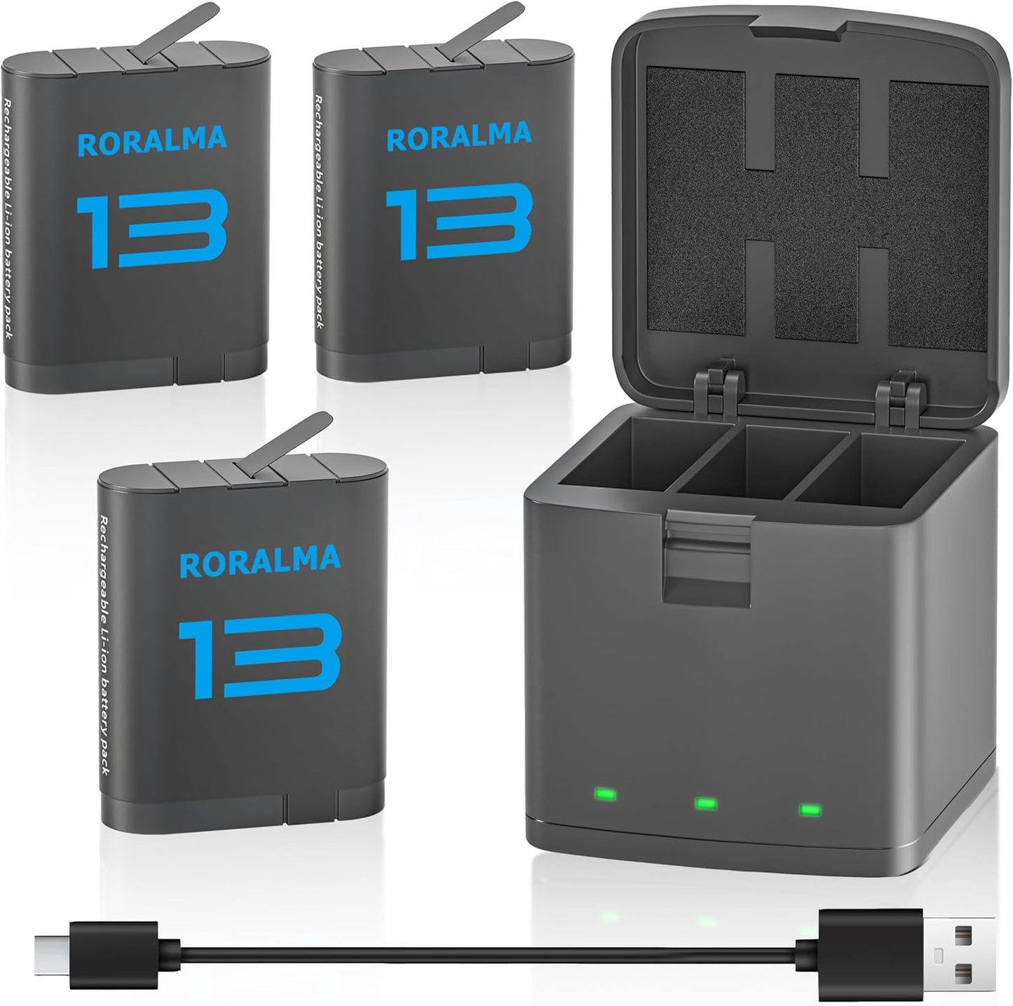 3 Pack Battery Charger Kits for GoPro Hero 13 Black Camera