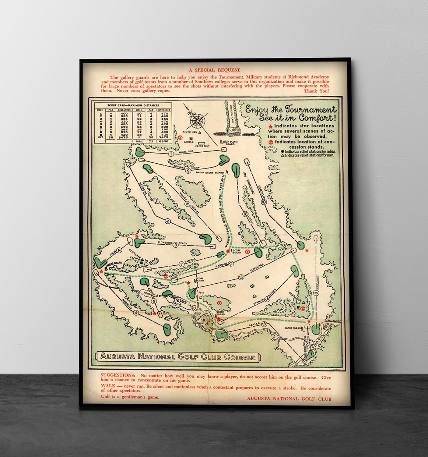 Vintage 1954 Masters Golf Poster - Perfect Gift!