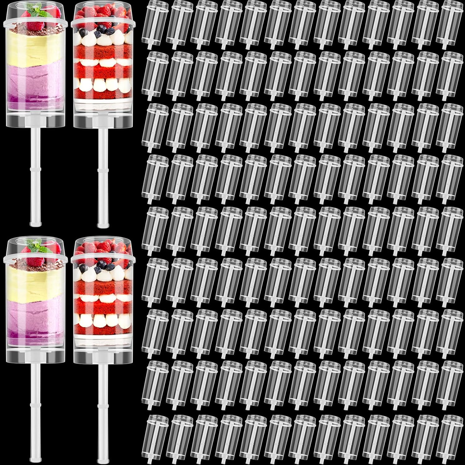 Lenwen 300 Pcs Cake Push Pop Containers for Desserts and More