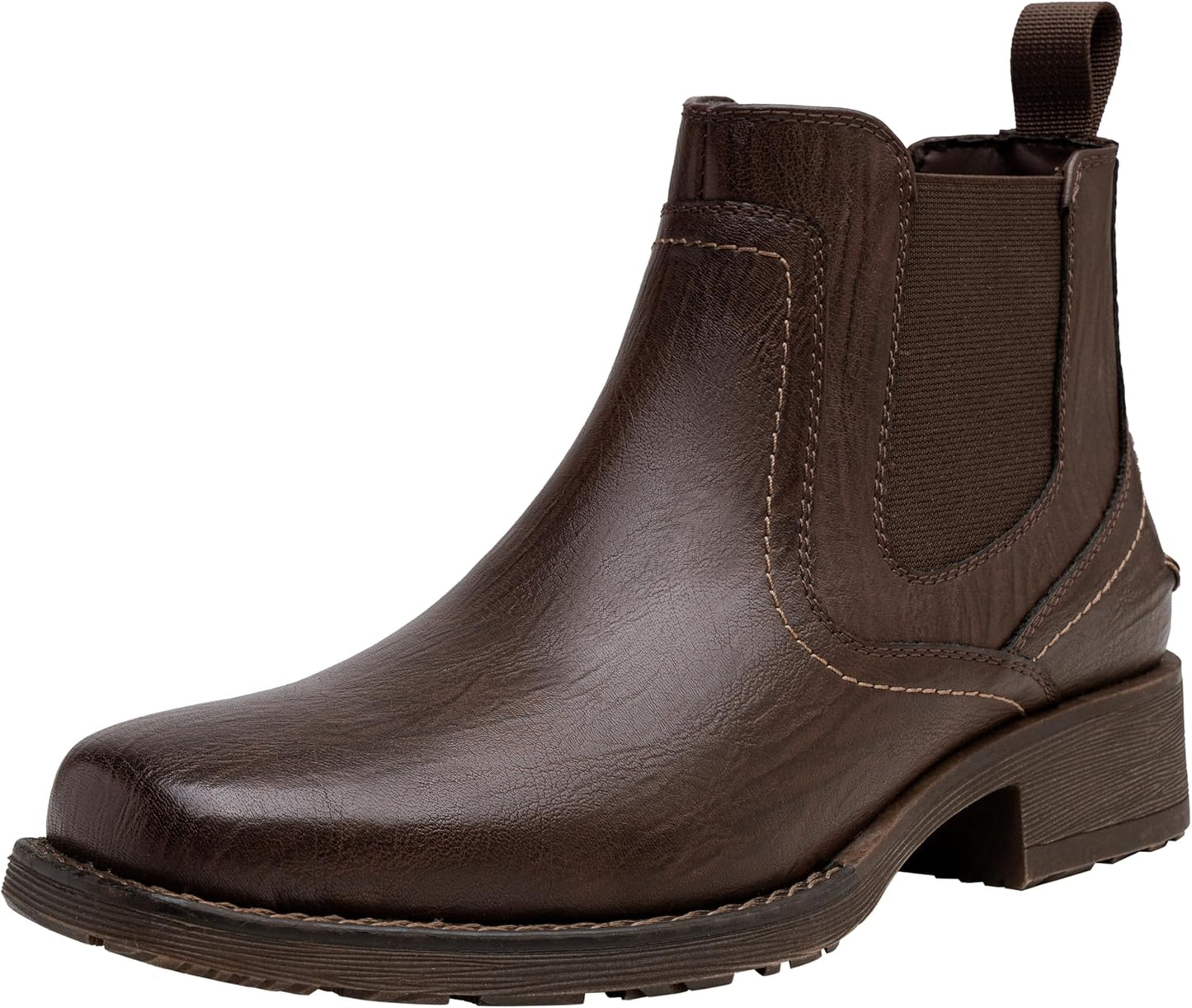 Jousen Chelsea Boots Men Square Toe Ankle Dress Casual Slip On