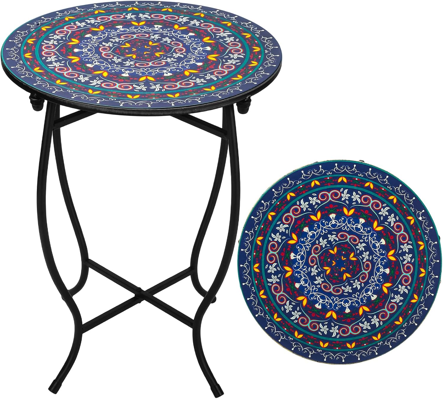 Fashion&cool 14in Round Patio Side Table for Indoor Outdoor Use