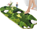 Cute Green Moss Bathroom Runner Rug - Shaggy Non Slip Absorbent
