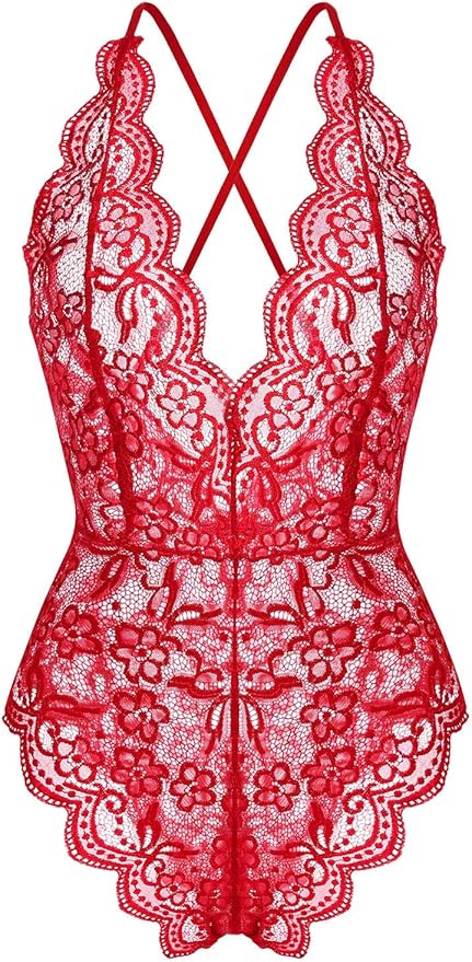 ZSWDXX Women Lingerie Bodysuit Lace Halter Teddy Chemise