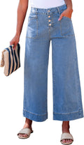 Wide Leg Jeans for Women Cropped High Waisted - Flattering Stretch Fit