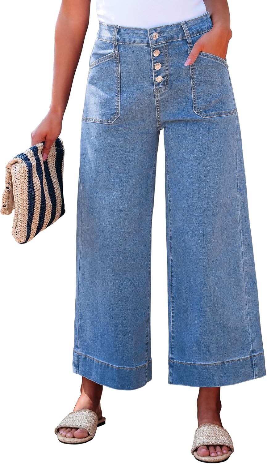 Luvamia Wide Leg Jeans for Women - Trendy Cropped Denim Pants