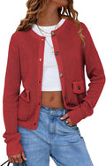 EXLURA Women's Knit Cardigan Sweater - Cropped Button Down Casual