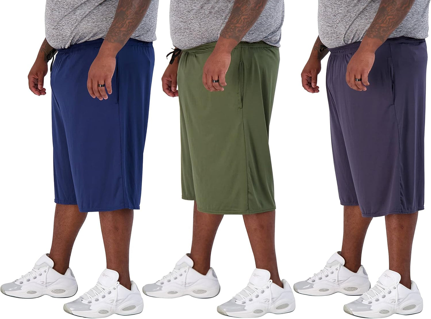 Real Essentials Men's Big & Tall 3-Pack Dry Fit Athletic Shorts