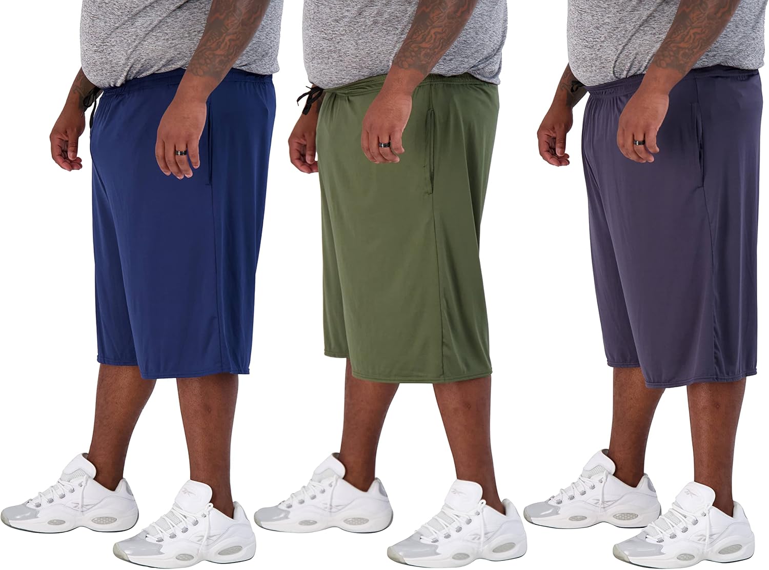 Real Essentials Men's Big & Tall 3-Pack Dry Fit Athletic Shorts