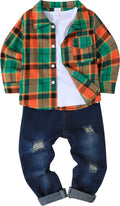 Renotemy Toddler Boy Fall Winter Outfit 3-Piece Set - Cozy Plaid
