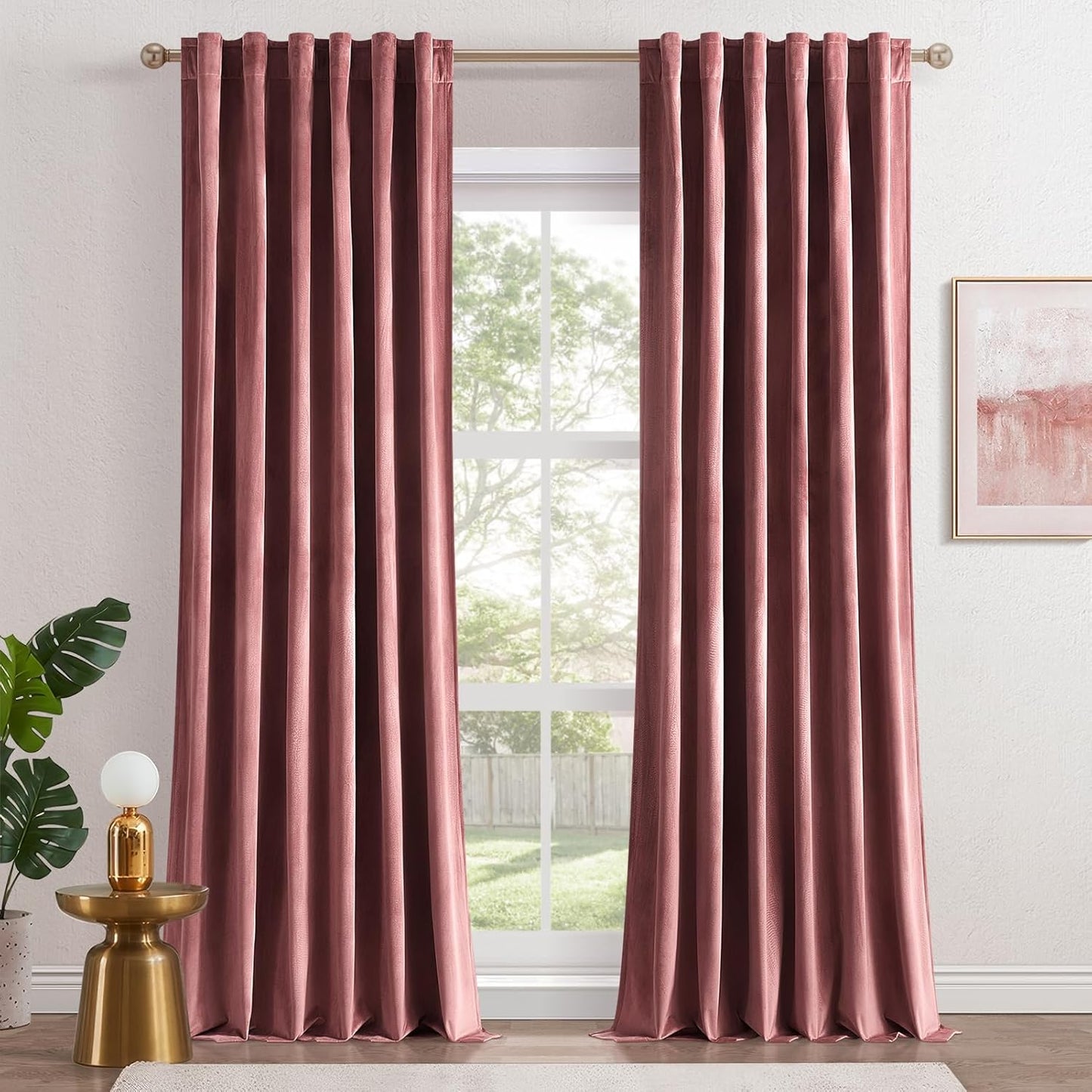 Topfinel 90 Inch Dusty Rose Velvet Curtains for Elegant Spaces