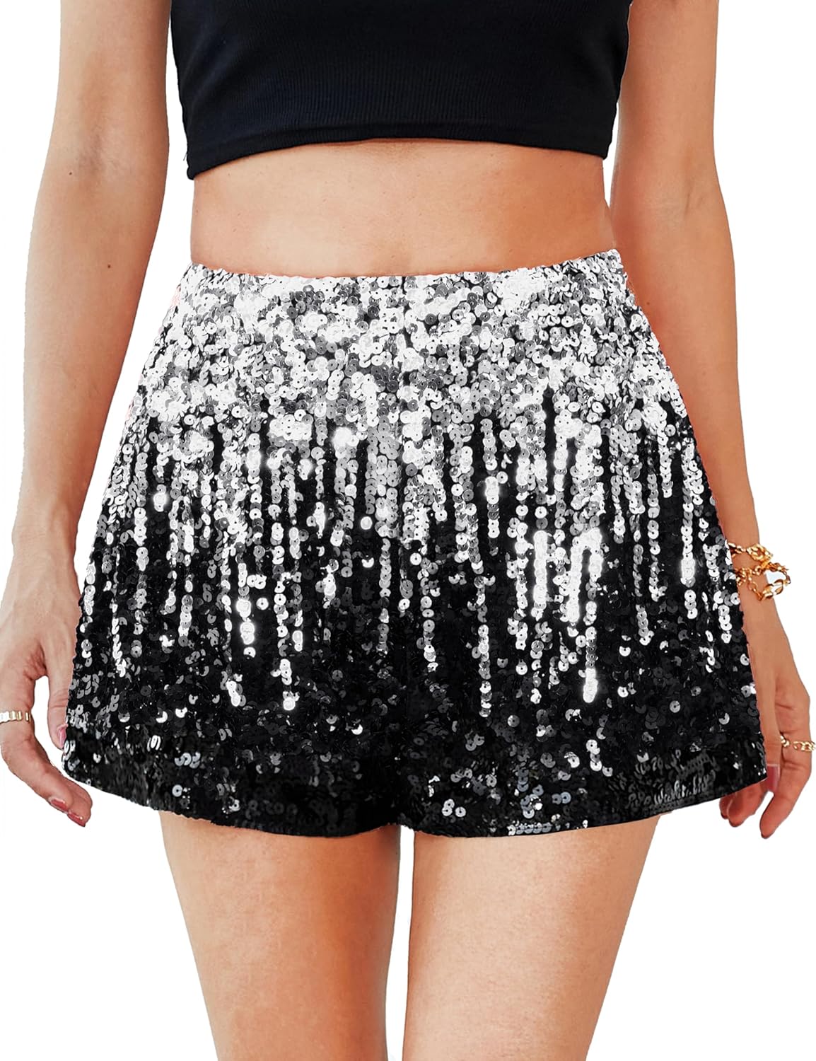 High Waisted Sequin Shorts for Glamorous Night Out Style