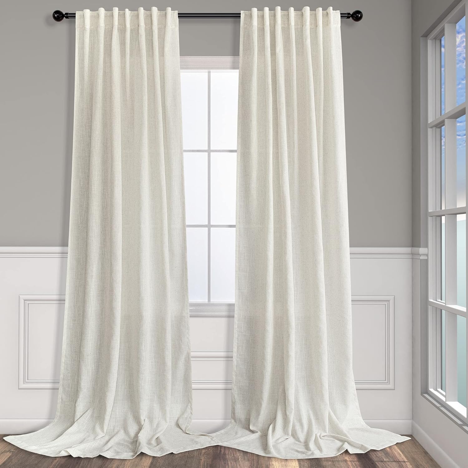 Pitalk Off White Linen Curtains for Rustic Farmhouse Decor