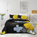 Yellow Floral Quilts Queen Size Coverlet Set - Lightweight All-Season