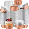 Aluminum Foil Baking Cups with Lids 5 oz - 400 Pack, Rose Gold