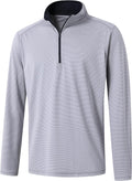 Mens Quarter Zip Performance Pullover - Stripe Mock Neck Midlayer