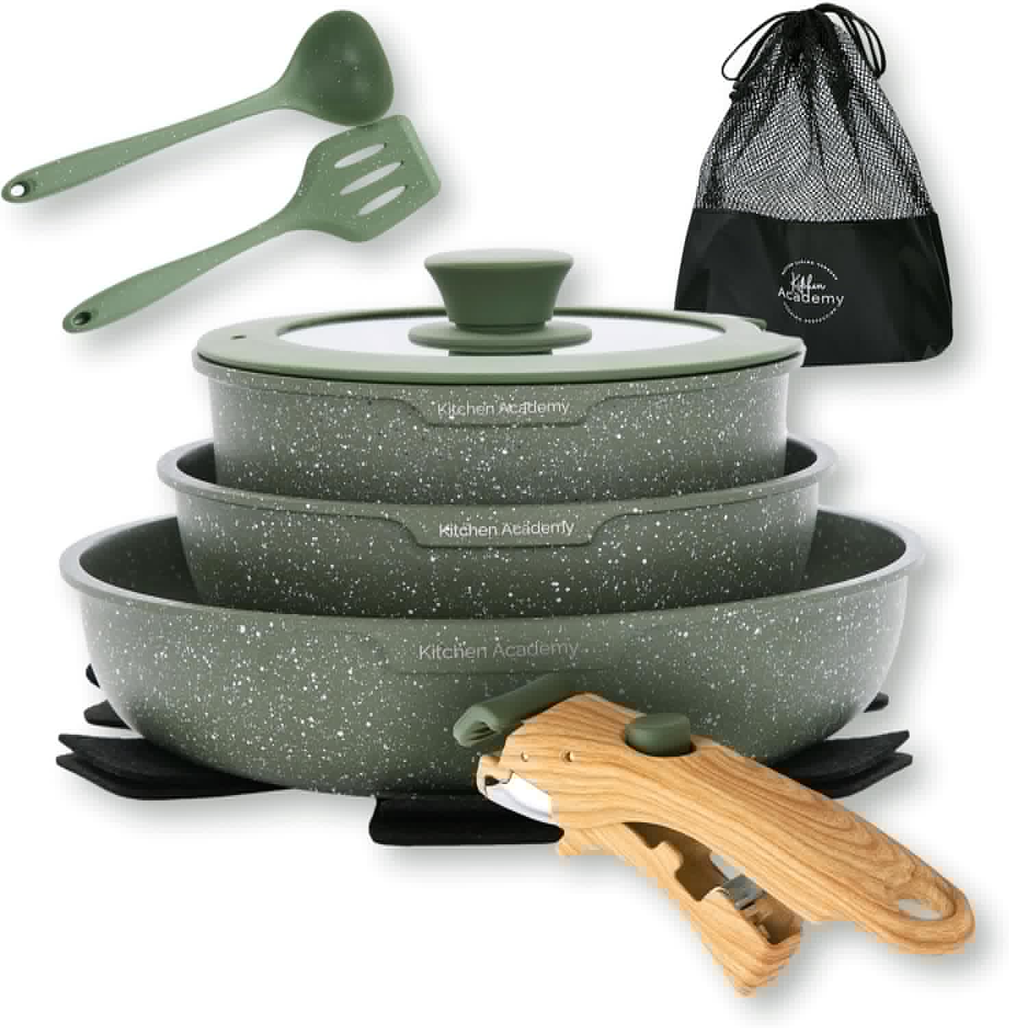 Removable Handle Pots and Pans Set for RV Cooking Needs