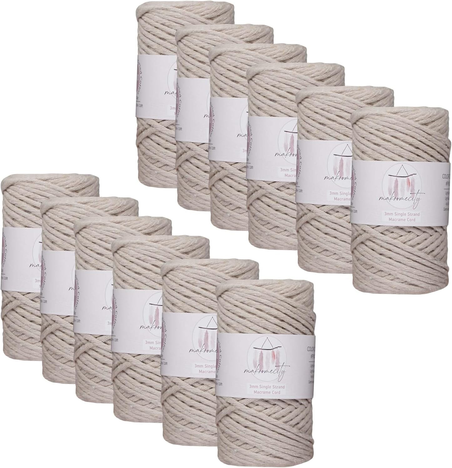 12 Skeins of 3mm Single Strand Macrame Cord for Crafts