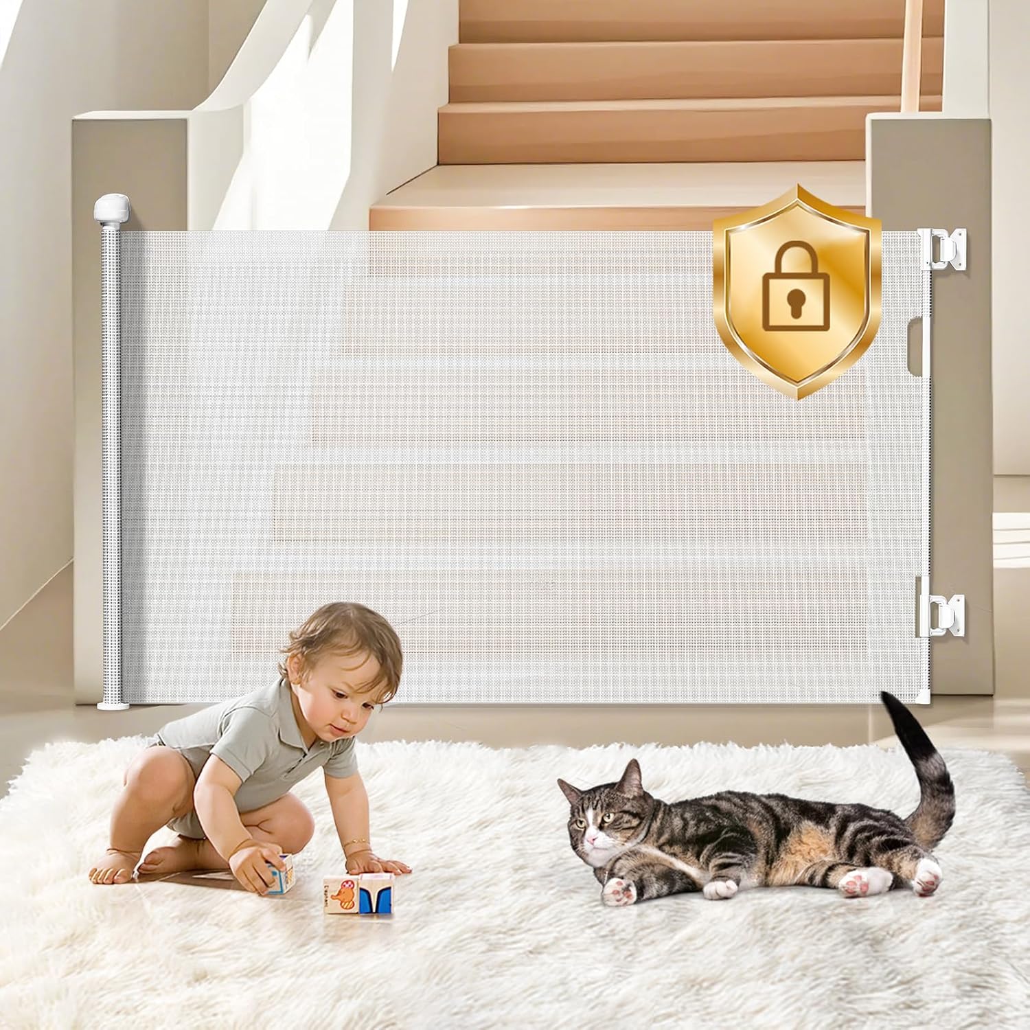 Expandable Mesh Baby Gate by GROWNSY - Wide Safety Barrier