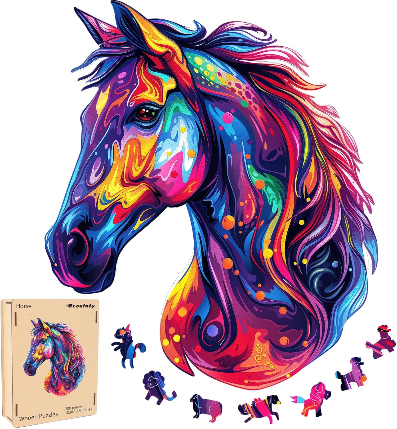 Horse Liberty Wooden Jigsaw Puzzle for Adults - Unique Gift