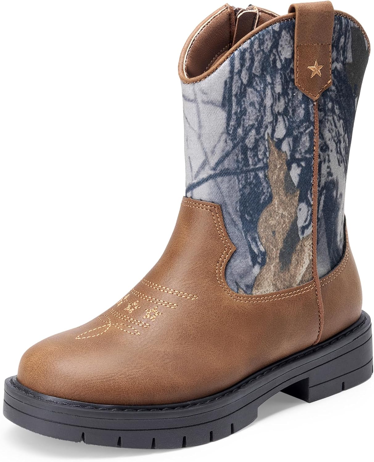 DREAM PAIRS Kids Cowboy Boots with Side Zipper for All Occasions