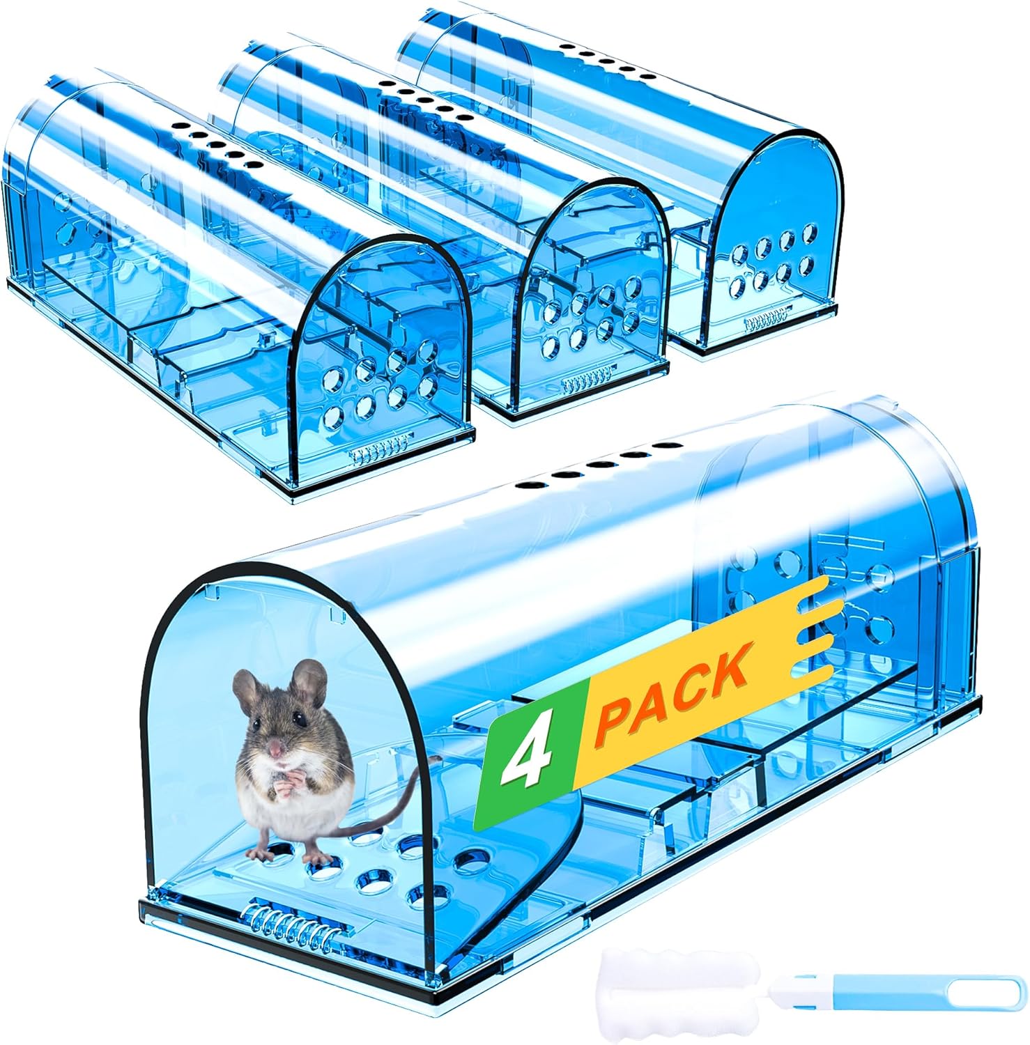 Wanqueen No Kill Mouse Trap 4 Pack - Humane & Reusable Trap