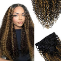 SIYUSI Kinky Curly Clip In Extensions 18 in - Light Auburn Ombre