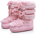 Furry Faux Fur Boots for Women - Lace-up Mid-Calf Water-Resistant
