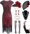 Women's Flapper Dresses 1920s Sequin Fringe Beaded Cocktail Dress made