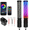 2 Pack 1FT Fat Whip Lights - Spiral RGB LED Whips for UTVs
