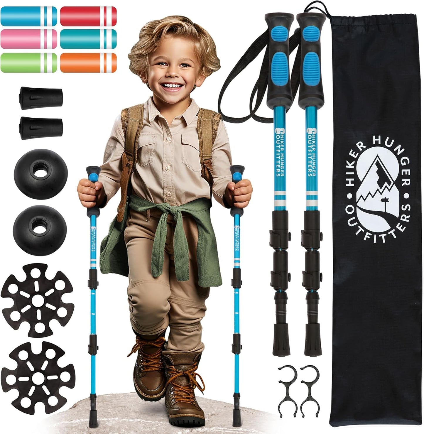 Kids Hiking Poles - Lightweight Collapsible Walking Stick for Kids